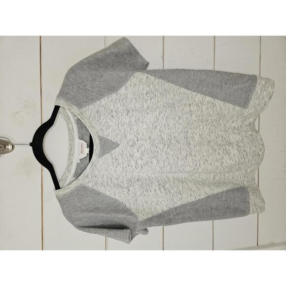 Two by Vince Camuto Large Heathered Grey short sleeve mixed media sweatshirt - Picture 1 of 4